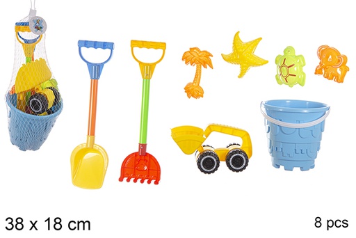 [112276] Secchiello da spiaggia colori 8 accessori