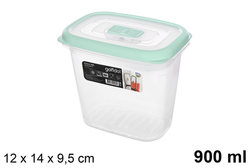 [111943] Boîte à lunch haute en plastique avec couvercle vert 900 ml