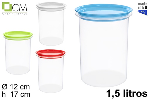 [102889] Barattolo da cucina in plastica colori assortiti 1,5 l.