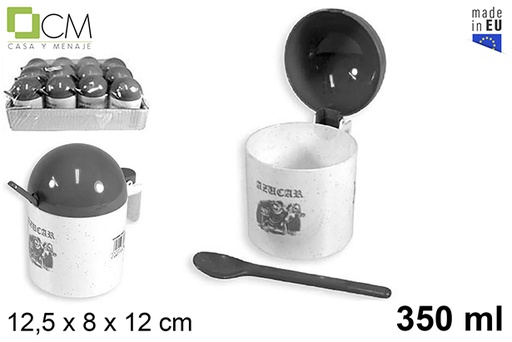 [102891] Marble effect plastic sugar bowl with spoon 350 ml