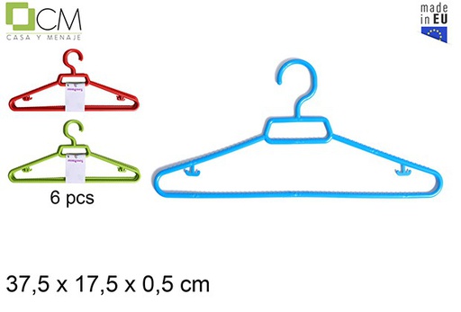 [102972] Pack 6 perchas plástico colores surtidos