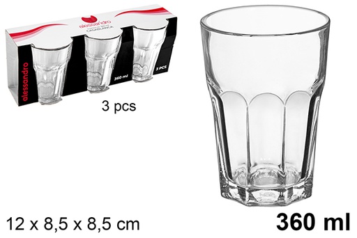 [111940] Pack 3 vasos cristal agua Casablanca 360 ml