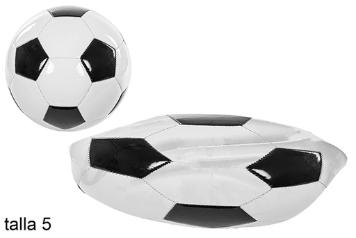 [112017] White/black leather soccer ball Size 5