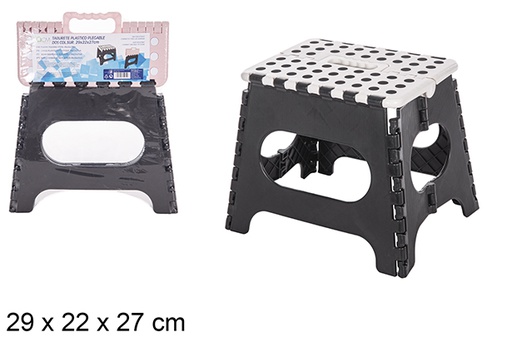 [112052] White/pink folding palstic stool assorted 27 cm