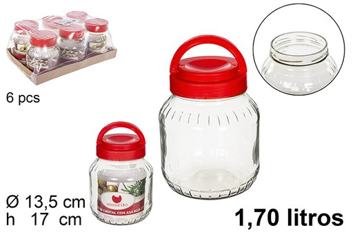 [112154] Glass jar with red handle 1,7 l.