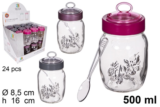 [112162] Bote cristal con cuchara 500 ml