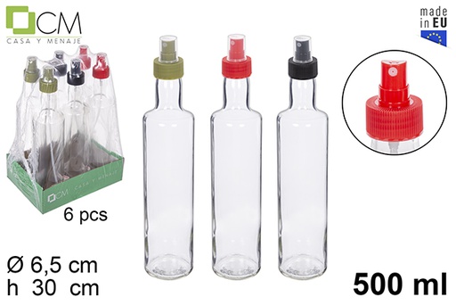 [112209] Botella cristal redonda con pulverizador 500ml colores