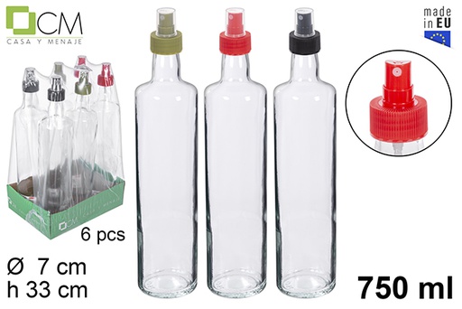 [112211] Botella cristal redonda con pulverizador 750ml colores