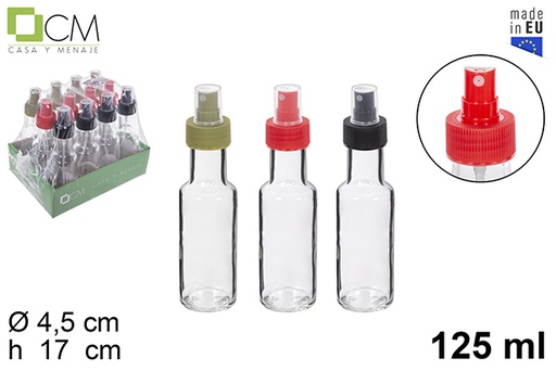 [112206] Botella cristal redonda con pulverizador colores 125 ml