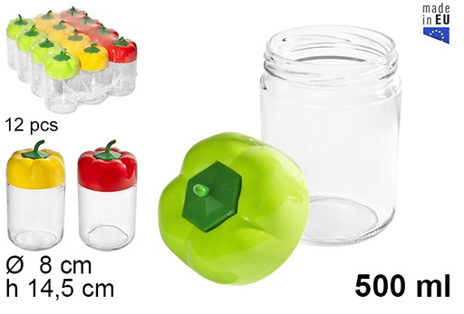 [111665] Glass jar with assorted paprika lid 500 ml