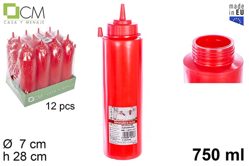 [112418] Frasco de ketchup plástico de boca larga 750 ml