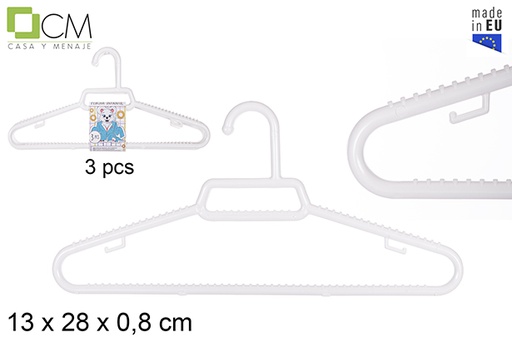 [112298] Pack 3 cabides de plástico branco infantil