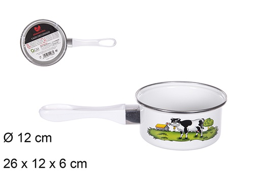 [111986] Cow decorated saucepan with handle 12 cm