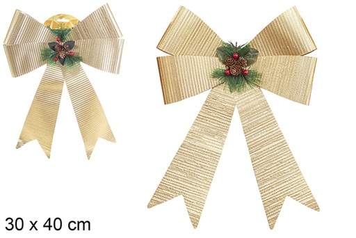 [112921] Laço de Natal dourado decorado com pinhas 30x40 cm