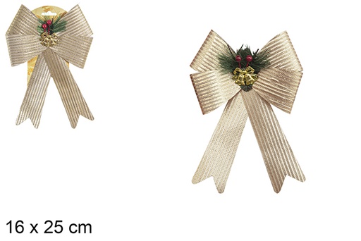 [112923] Gold Christmas bow decorated with pineapple and angel 16x25 cm