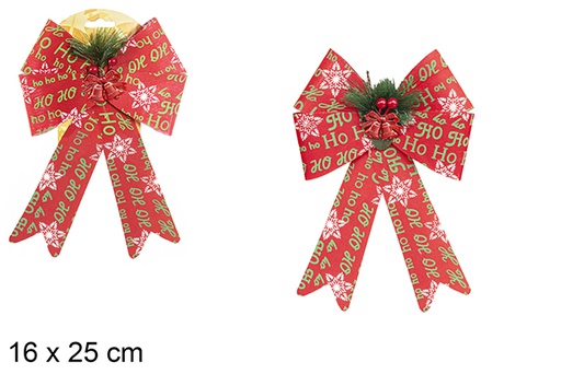 [112926] Laço de Natal vermelho decorado com abacaxi e sino 16x25 cm