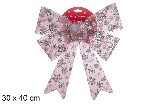 [112936] Noeud de Noël décoré de flocon de neige 30x40 cm