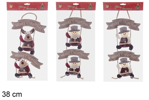 [112940] Pack 3 bonecos pendurados Merry Christmas 38 cm