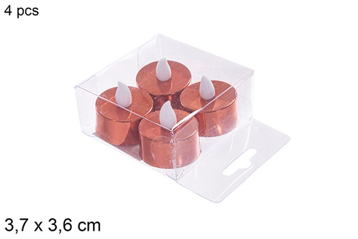 [113057] Pack 4 velas LED purpurina roja 3,7x3,6 cm