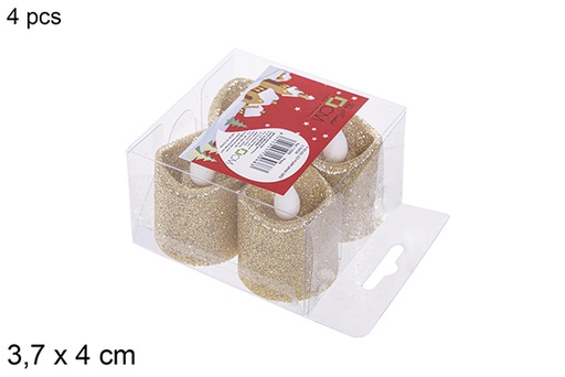 [113068] Pack 4 gold LED candles 3.7x4 cm