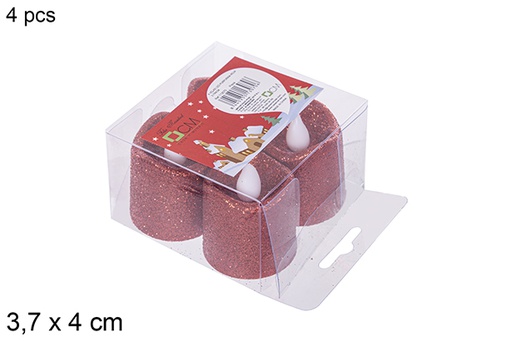 [113070] Pack 4 candele LED rosse 3,7x4 cm