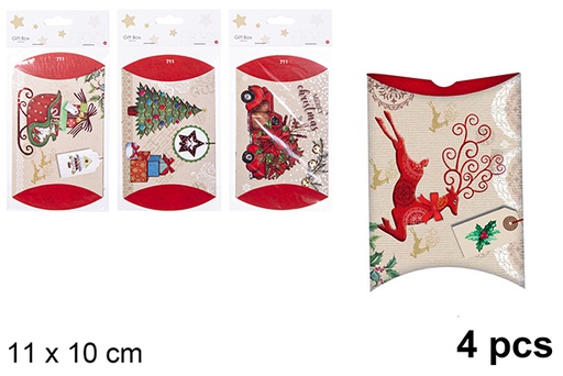 [113083] Pack 4 buste regalo di Natale rosso 11x10 cm