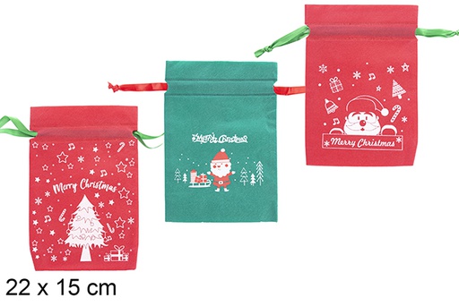 [113088] Saco de Natal decorado em cores sortidas 22x15 cm