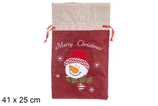 [113094] Sac de Noël décoré de bonhomme de neige 41x25 cm