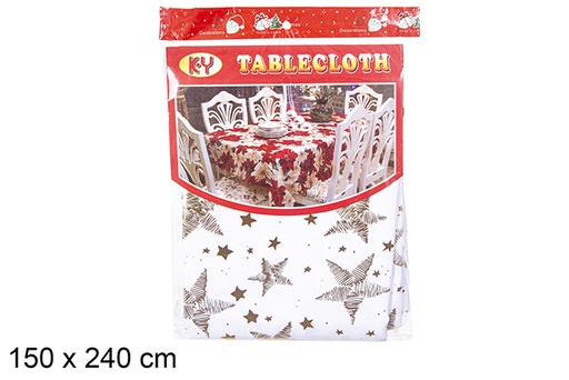 [113102] Gold Christmas decorated tablecloth 150x240cm