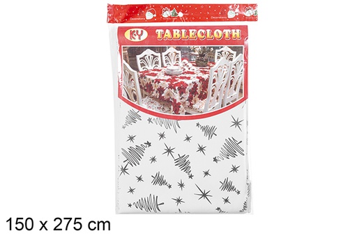 [113107] Silver Christmas decorated tablecloth 150x275 cm