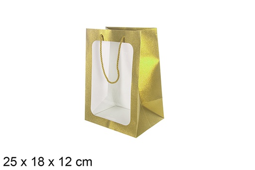 [113763] Bolsa regalo oro con ventana 25x18 cm