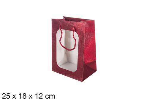 [113765] Bolsa regalo con ventana roja 25x18 cm