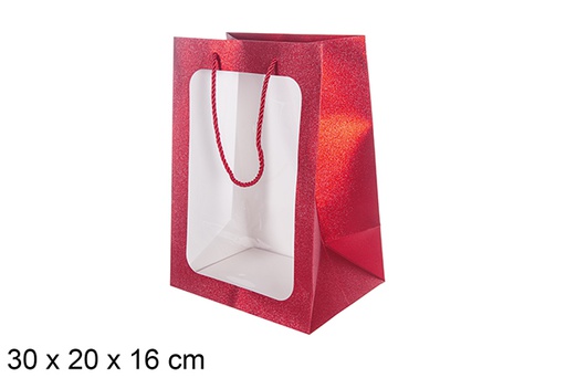 [113768] Busta regalo rossa con finestra 30x20 cm