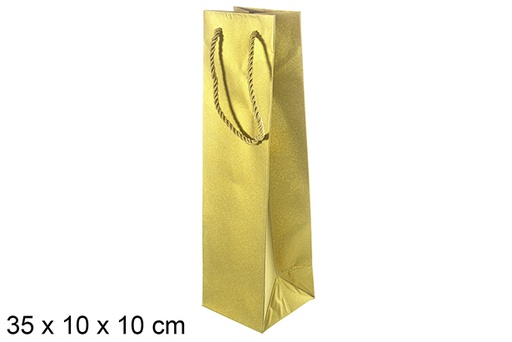 [113772] Buste regalo bottiglia di vino oro 35x10 cm