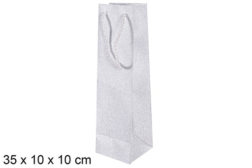 [113773] Silver wine bottle gift bag 35x10x10 cm