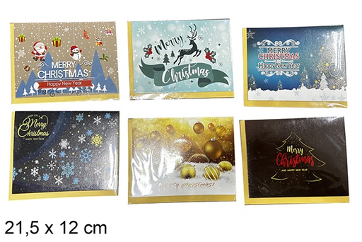 [111826] Carte postale décorée de Noël assortie 15x10,5cm