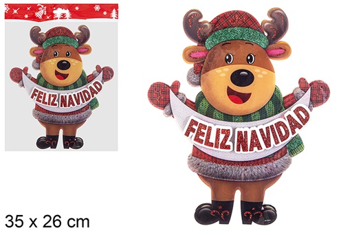 [113120] Pingente de veado decorado de Natal com luzes 35x26 cm