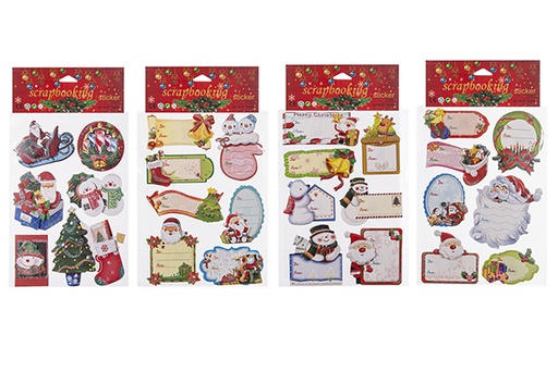 [113228] Pack 8 autocollants cadeaux figurines de Noël  