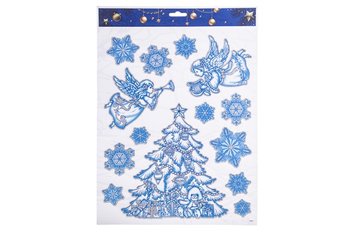 [113240] Adesivos janela árvore Natal-anjos azul 