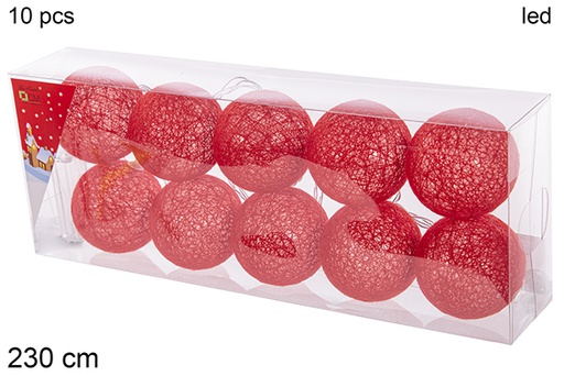 [113365] Garland 10 warm led red balls 230cm 
