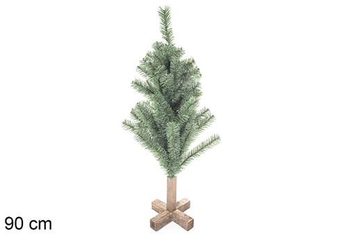 [113552] Albero in PVC verde con base in legno 90 cm (110 rami)