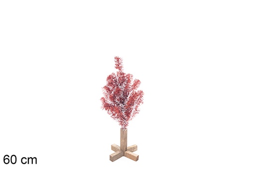 [113562] Árvore PVC vermelho/branco com base de madeira 60 cm