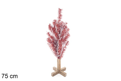 [113563] RED/WHITE PVC TREE W/WOODEN BASE 75 CM 