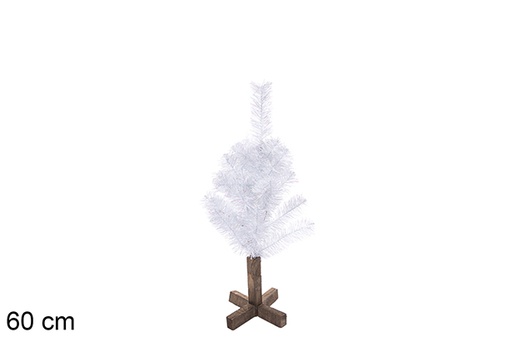 [113568] Árbol PVC blanco hierro con base madera 60 cm