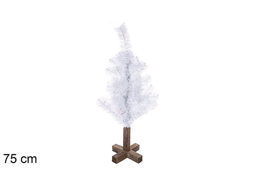 [113569] Árbol PVC blanco hierro con base de madera 75 cm