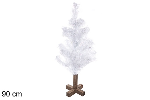 [113570] Árbol PVC blanco hierro con base de madera 90 cm