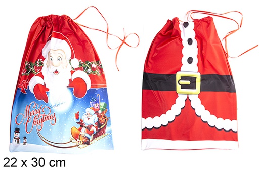 [113601] Large polyester backpack decorated with Santa Claus 2 models 22x30 cm