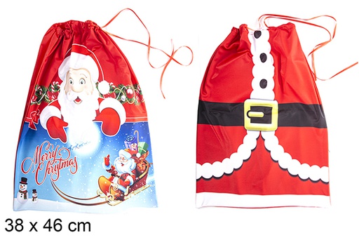 [113602] Grand sac à dos en polyester décoré du Père Noël 2 modèles 38x46 cm