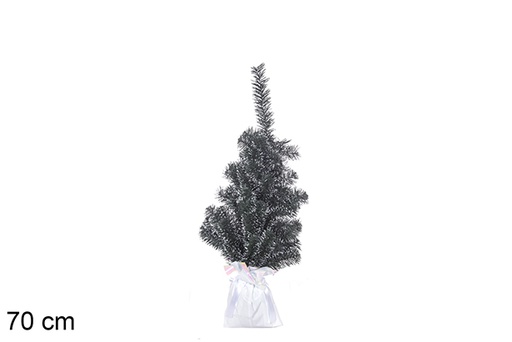 [113646] Albero di Natale PVC verde con punte bianche e base bianca 70 cm