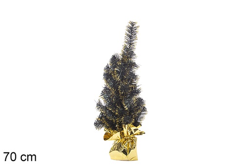 [113657] Árbol Navidad PVC verde y oro con base dorado 70 cm